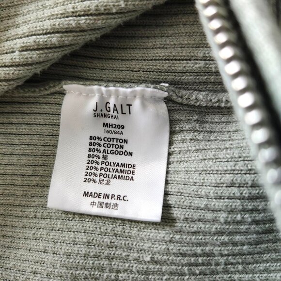 John Galt sage or lime green ribbed Long-sleeve zip up hooded crop top size XS/S - Picture 4 of 5